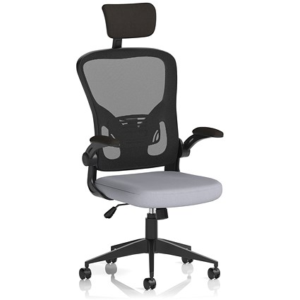 Ace Executive Mesh Back Chair With Headrest, Folding Arms, Quest Shell
