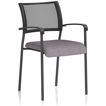 Brunswick Black Frame Mesh Back Chair, With Arms, Rivet Fuse