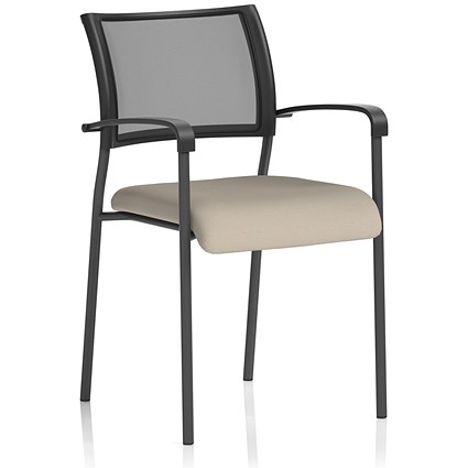 Brunswick Black Frame Mesh Back Chair, With Arms, Quest Salt