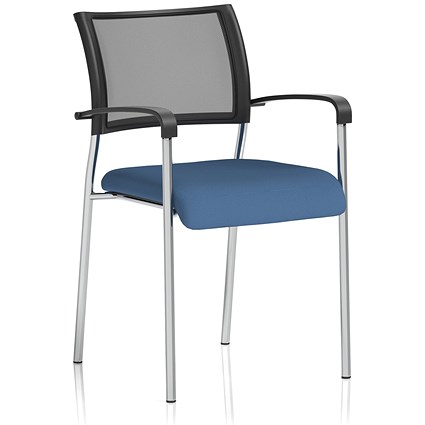 Brunswick Chrome Frame Mesh Back Chair, With Arms, Quest Limpet