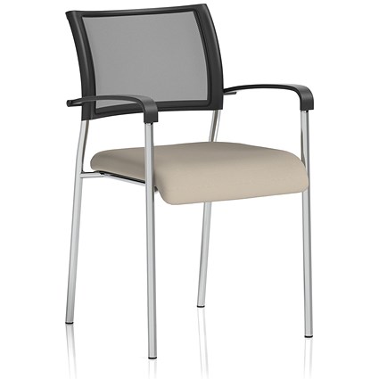 Brunswick Chrome Frame Mesh Back Chair, With Arms, Quest Salt
