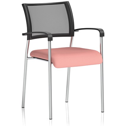 Brunswick Chrome Frame Mesh Back Chair, With Arms, Quest Shrimp