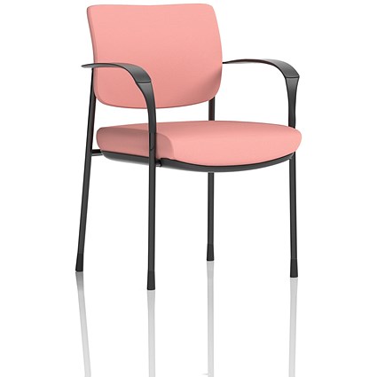 Brunswick Deluxe Black Frame Visitor Chair, With Arms, Quest Shrimp