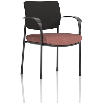 Brunswick Deluxe Black Frame Black Back Visitor Chair, With Arms, Rivet Forge