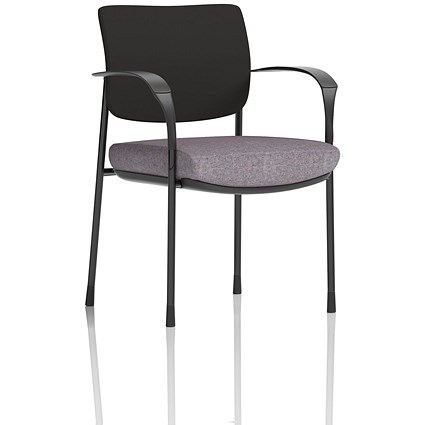 Brunswick Deluxe Black Frame Black Back Visitor Chair, With Arms, Rivet Fuse