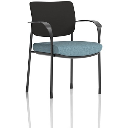 Brunswick Deluxe Black Frame Black Back Visitor Chair, With Arms, Rivet Quench