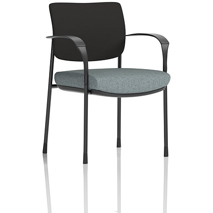 Brunswick Deluxe Black Frame Black Back Visitor Chair, With Arms, Rivet Tensile