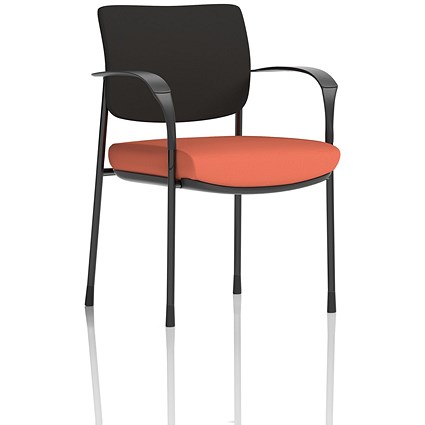 Brunswick Deluxe Black Frame Black Back Visitor Chair, With Arms, Quest Crab