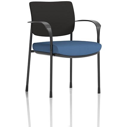 Brunswick Deluxe Black Frame Black Back Visitor Chair, With Arms, Quest Limpet