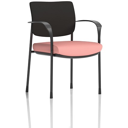 Brunswick Deluxe Black Frame Black Back Visitor Chair, With Arms, Quest Shrimp