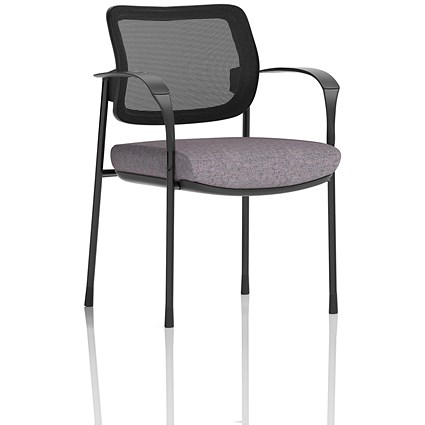 Brunswick Deluxe Black Frame Mesh Back Visitor Chair, With Arms, Rivet Fuse
