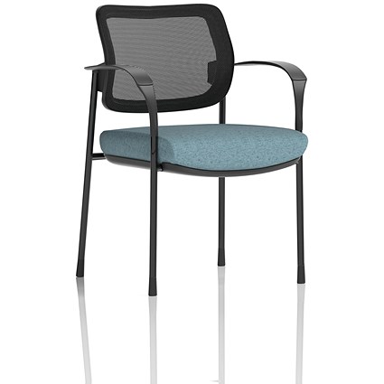 Brunswick Deluxe Black Frame Mesh Back Visitor Chair, With Arms, Rivet Quench