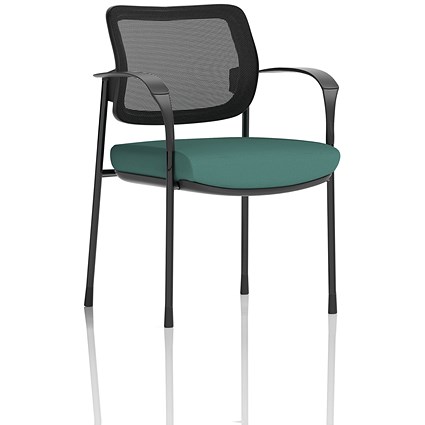 Brunswick Deluxe Black Frame Mesh Back Visitor Chair, With Arms, Quest Kelp