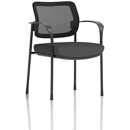 Brunswick Deluxe Black Frame Mesh Back Visitor Chair, With Arms, Quest Mussel