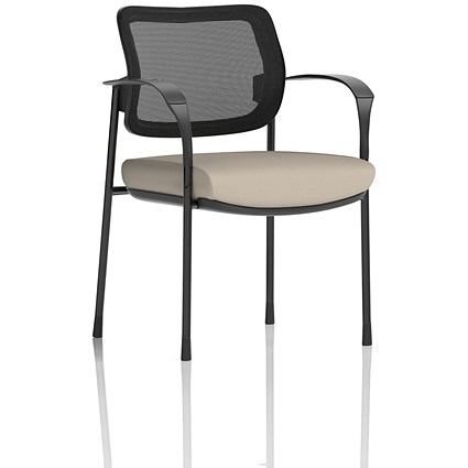 Brunswick Deluxe Black Frame Mesh Back Visitor Chair, With Arms, Quest Salt