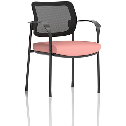 Brunswick Deluxe Black Frame Mesh Back Visitor Chair, With Arms, Quest Shrimp