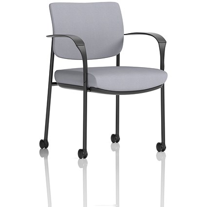 Brunswick Deluxe Black Frame Visitor Chair, With Arms and Castors, Quest Shell