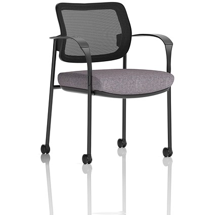 Brunswick Deluxe Black Frame Mesh Back Visitor Chair, With Arms and Castors, Rivet Fuse
