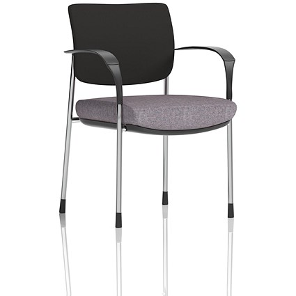 Brunswick Deluxe Chrome Frame Black Back Visitor Chair, With Arms, Rivet Fuse