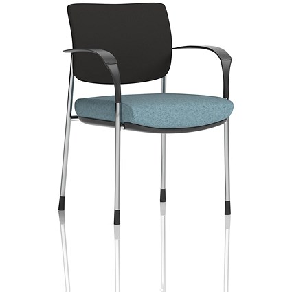 Brunswick Deluxe Chrome Frame Black Back Visitor Chair, With Arms, Rivet Quench