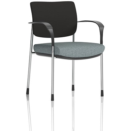 Brunswick Deluxe Chrome Frame Black Back Visitor Chair, With Arms, Rivet Tensile
