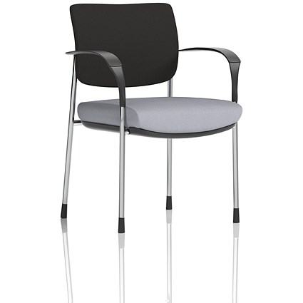 Brunswick Deluxe Chrome Frame Black Back Visitor Chair, With Arms, Quest Shell