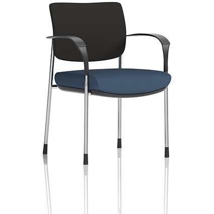 Brunswick Deluxe Chrome Frame Black Back Visitor Chair, With Arms, Quest Whelk