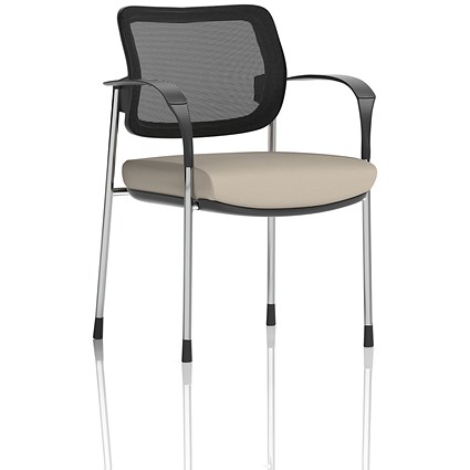 Brunswick Deluxe Chrome Frame Mesh Back Visitor Chair, With Arms, Quest Salt