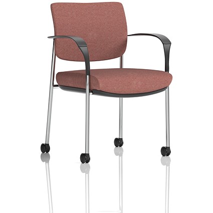 Brunswick Deluxe Chrome Frame Visitor Chair, With Arms and Castors, Rivet Forge