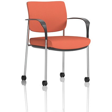 Brunswick Deluxe Chrome Frame Visitor Chair, With Arms and Castors, Quest Crab