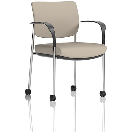 Brunswick Deluxe Chrome Frame Visitor Chair, With Arms and Castors, Quest Salt