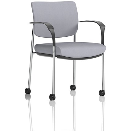 Brunswick Deluxe Chrome Frame Visitor Chair, With Arms and Castors, Quest Shell