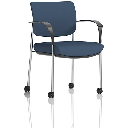 Brunswick Deluxe Chrome Frame Visitor Chair, With Arms and Castors, Quest Whelk
