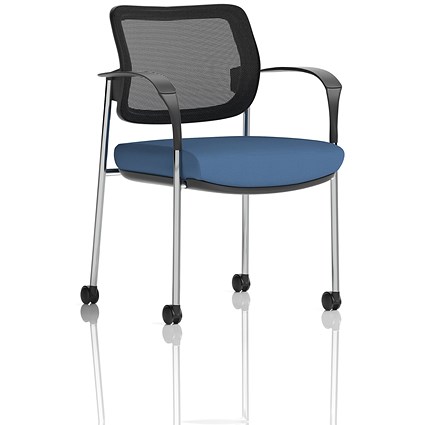Brunswick Deluxe Chrome Frame Mesh Back Visitor Chair, With Arms and Castors, Quest Limpet