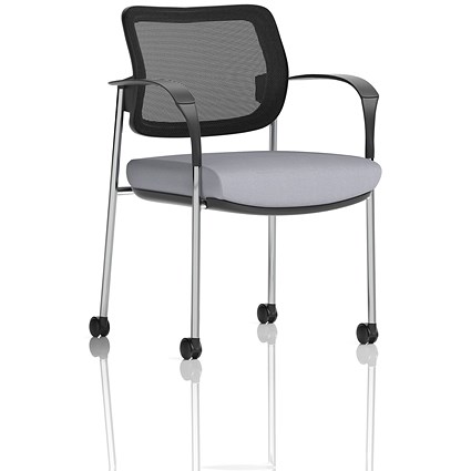 Brunswick Deluxe Chrome Frame Mesh Back Visitor Chair, With Arms and Castors, Quest Shell
