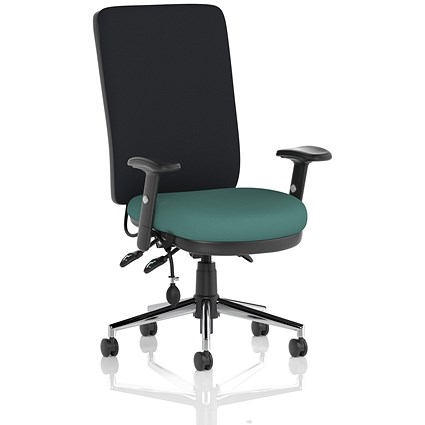 Chiro High Black Back Chair, Height Adjustable Arms, Quest Kelp
