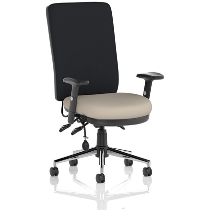 Chiro High Black Back Chair, Height Adjustable Arms, Quest Salt