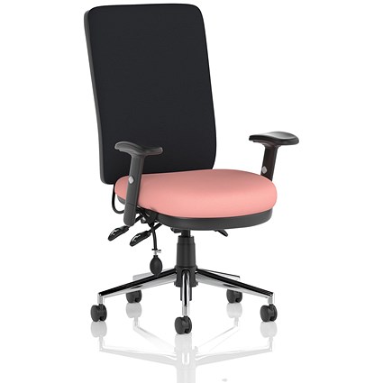 Chiro High Black Back Chair, Height Adjustable Arms, Quest Shrimp