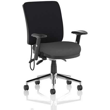 Chiro Medium Black Back Chair, Height Adjustable Arms, Quest Mussel