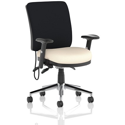 Chiro Medium Black Back Chair, Height Adjustable Arms, Quest Salt