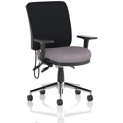 Chiro Medium Black Back Chair, Folding Arms, Rivet Fuse