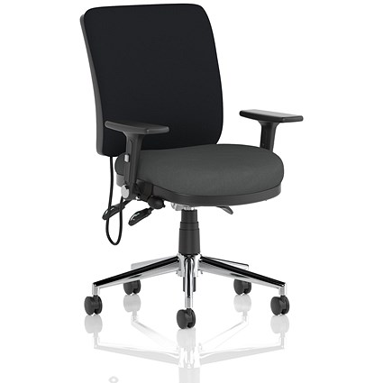 Chiro Medium Black Back Chair, Folding Arms, Quest Mussel