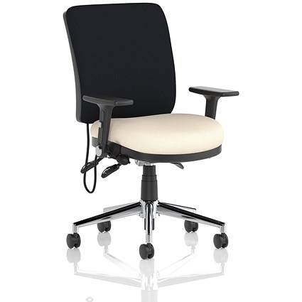 Chiro Medium Black Back Chair, Folding Arms, Quest Salt