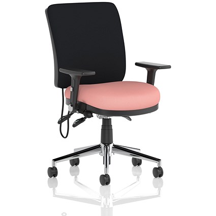 Chiro Medium Black Back Chair, Folding Arms, Quest Shrimp