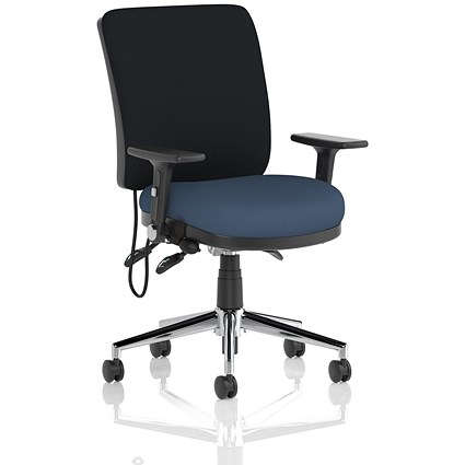 Chiro Medium Black Back Chair, Folding Arms, Quest Whelk
