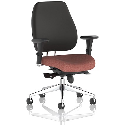 Chiro Plus High Black Back Chair, Height Adjustable Arms, Rivet Forge