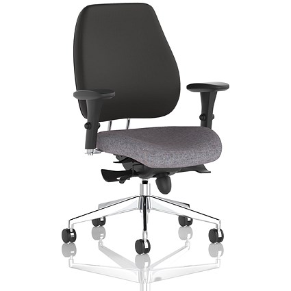 Chiro Plus High Black Back Chair, Height Adjustable Arms, Rivet Fuse