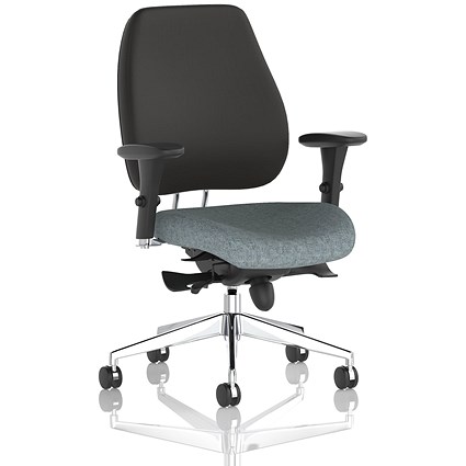 Chiro Plus High Black Back Chair, Height Adjustable Arms, Rivet Tensile