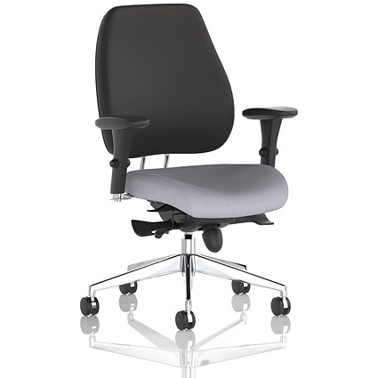 Chiro Plus High Black Back Chair, Height Adjustable Arms, Quest Shell