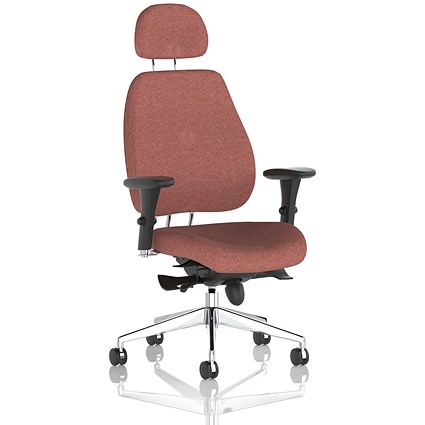 Chiro Plus High Back Chair With Headrest, Height Adjustable Arms, Rivet Forge